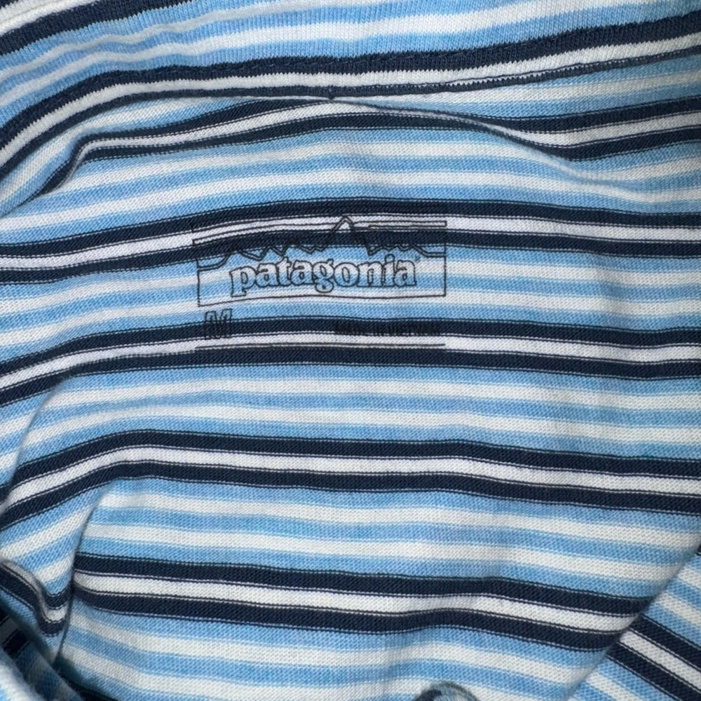 Patagonia Polo Shirt Mens Medium Short Sleeve Organic Cotton Preppy Striped - Picture 4 of 7